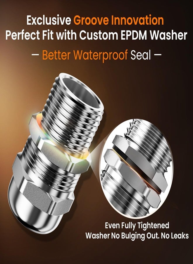 QILIPSU 10pcs 1/2" NPT 304 Stainless Steel Cable Gland Waterproof IP68 Metal Strain Relief Cord Grip Cable Long Thread Pass Through Wire Connector - Image 3
